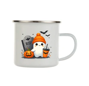 Plecháček "CappuBOO – halloweenský duch s chutí na kafe"